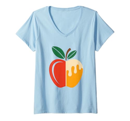 Damen Apple Honey Dip Repeat Rosh Hashanah Yom Kippur Hanukkah T-Shirt mit V-Ausschnitt Damen Apple Honey Dip Repeat Rosh Hashanah Yom Kippur Hanukkah T-Shirt mit V-Ausschnitt von I'm Sweeter Than Apples And Honey Rosh Hashanah