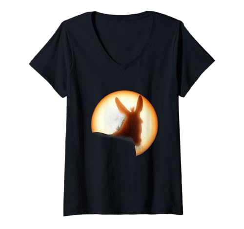 Damen Lustiges Esel-Schild I'm The Greatest Silhouette Proud Donkey T-Shirt mit V-Ausschnitt Damen Lustiges Esel-Schild I'm The Greatest Silhouette Proud Donkey T-Shirt mit V-Ausschnitt von I’m The Greatest Funny Donkey Silhouette Shirt