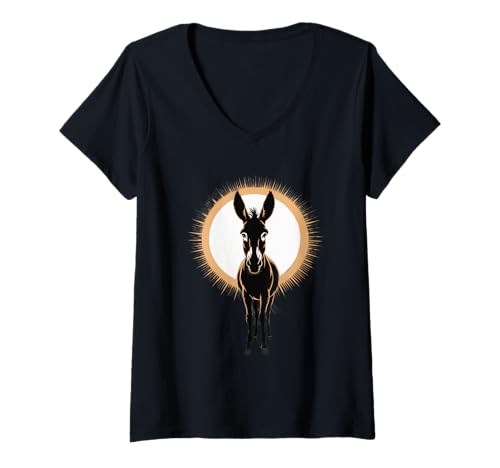 Damen Lustiges Esel-Schild I'm The Greatest Silhouette Proud Donkey T-Shirt mit V-Ausschnitt Damen Lustiges Esel-Schild I'm The Greatest Silhouette Proud Donkey T-Shirt mit V-Ausschnitt von I’m The Greatest Funny Donkey Silhouette Shirt