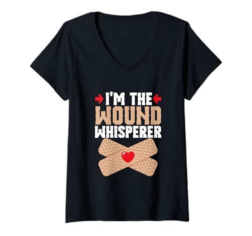 Damen Wound Care Nurse RN Nursing I'm The Wound Whisperer T-Shirt mit V-Ausschnitt von I’m The Wound Whisperer Wound Care Gift