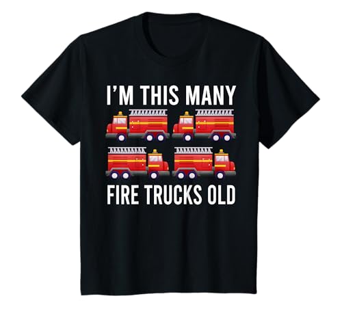 Kinder I'm This Many Fire Trucks Altes T-Shirt zum Geburtstag, 4 Jahre alt T-Shirt Kinder I'm This Many Fire Trucks Altes T-Shirt zum Geburtstag, 4 Jahre alt T-Shirt von I'm This Many Fire Trucks Old 4 Year Old DNG