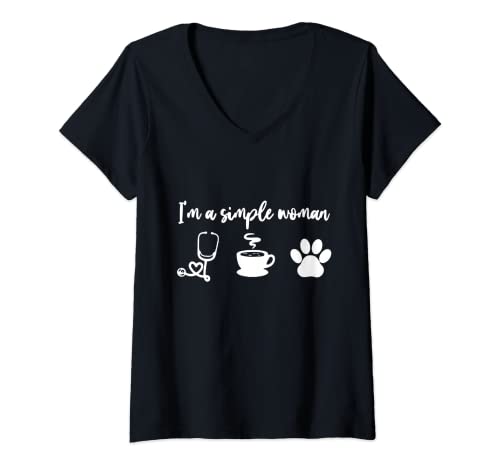 Damen I'm a Simple Woman Pflegestudenten T-Shirt mit V-Ausschnitt von I'm a Simple Woman