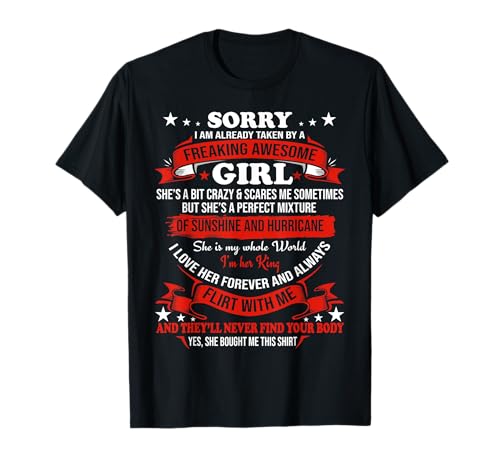 Sorry I am already taken by awesome Girl Shirt Valentine Day T-Shirt von I'm already taken Gifts Epic Men Women Tops