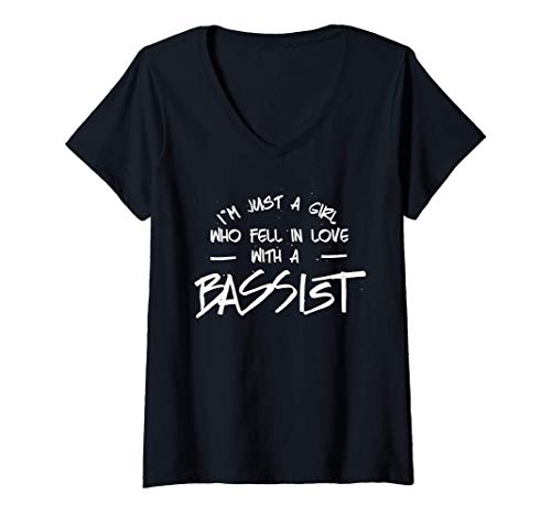 Damen I'm just a girl who fell in love with a bassist bass guitar T-Shirt mit V-Ausschnitt Damen I'm just a girl who fell in love with a bassist bass guitar T-Shirt mit V-Ausschnitt von I'm just a girl who fell in love with a bassist