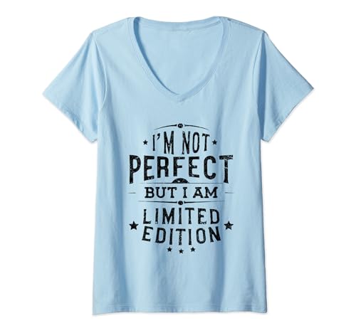 Damen Ich bin nicht perfekt, aber ich bin ein Vintage-Look in limitierter Auflage T-Shirt mit V-Ausschnitt Damen Ich bin nicht perfekt, aber ich bin ein Vintage-Look in limitierter Auflage T-Shirt mit V-Ausschnitt von I'm not perfect but i am limited edition