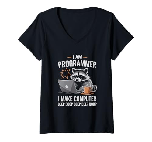 Damen I Make Computer Beep Boop Funny Programmer T-Shirt mit V-Ausschnitt von I make computer beep boop funny computer