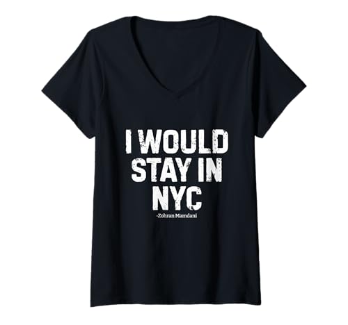 Damen Ich würde in NYC bleiben USA Flag Map Mayor of NYC T-Shirt mit V-Ausschnitt Damen Ich würde in NYC bleiben USA Flag Map Mayor of NYC T-Shirt mit V-Ausschnitt von I would stay in NYC apparel