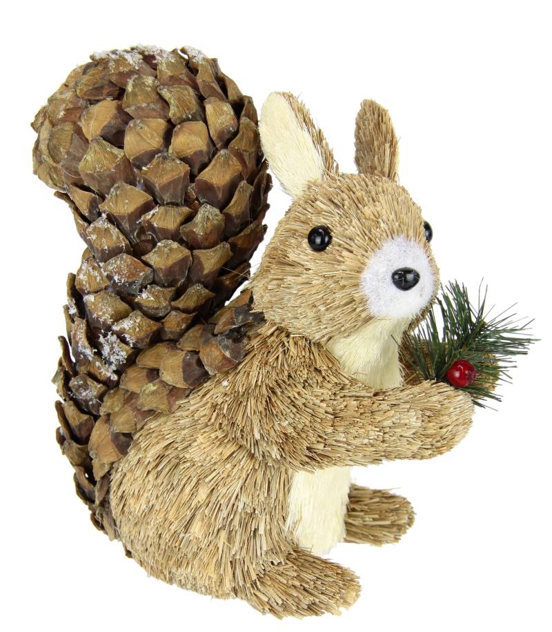 I.GE.A. Dekofigur "Eichhörnchen" Aus Bast Tierfigur Statue Herbstdeko Winterdeko Weihnachtsdeko von I.Ge.A.