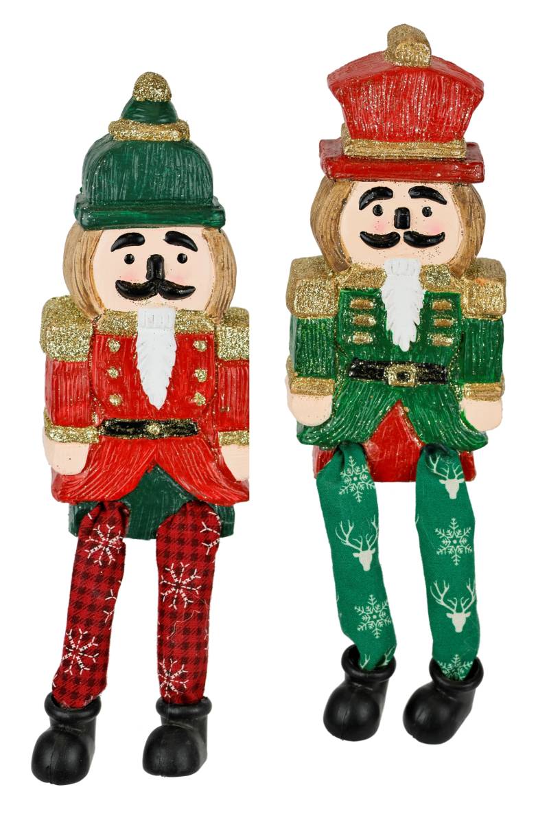 I.GE.A. Dekofigur "Kantenhocker Nussknacker" 2er Set, Dekofigur Statue Deko Männchen Weihnachtsdeko von I.Ge.A.