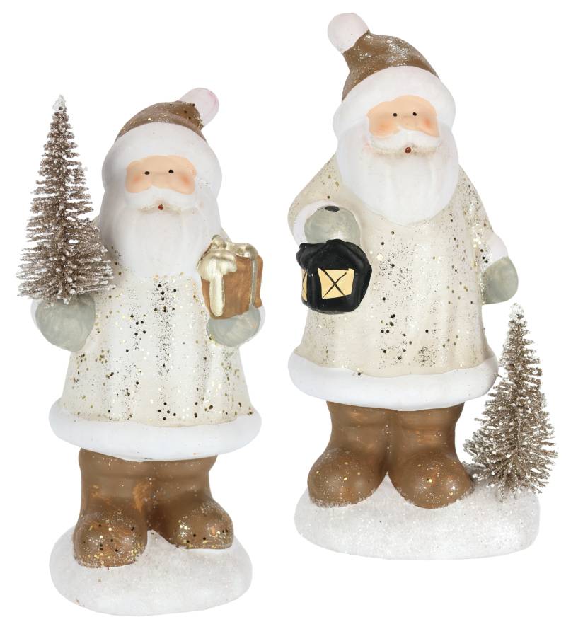 I.GE.A. Dekofigur "Nikolaus aus Keramik, 2er Set" Mit Baum Laterne Geschenk Figur Dekoration Weihnachtsdeko von I.Ge.A.