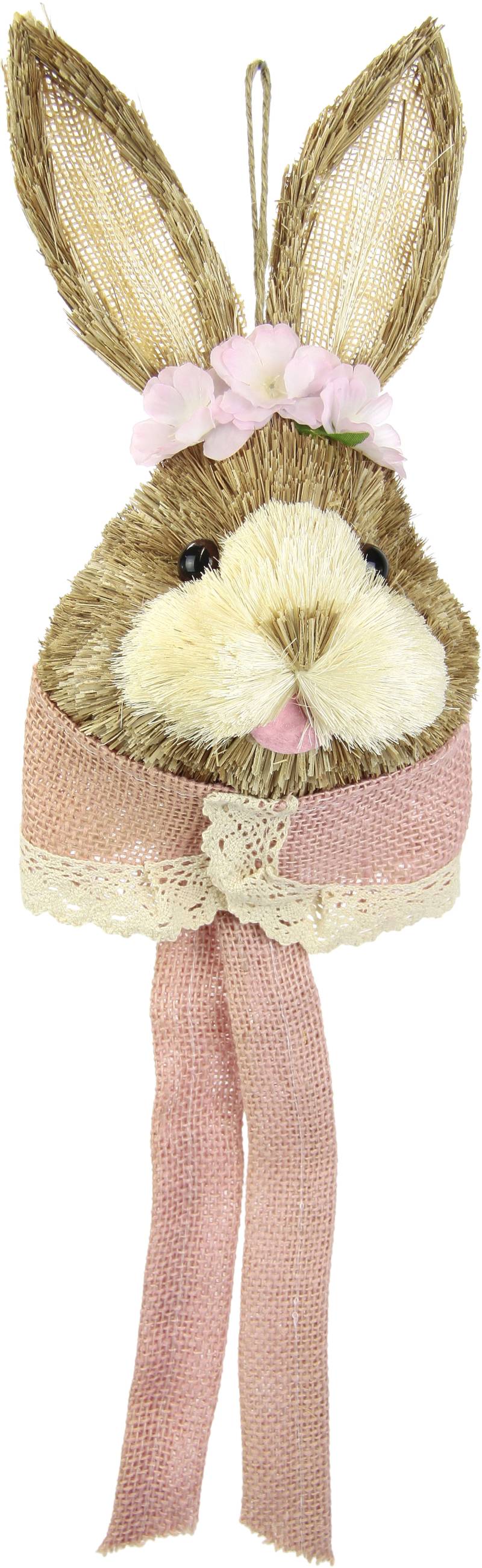 I.GE.A. Dekofigur "Tierfigur Bast-Hasenkopf Hase Osterhasen Deko Ostern Osterdeko" Türdeko Wanddeko Osterfigur Frühlingsdeko Dekohase Skulptur Frühling von I.Ge.A.