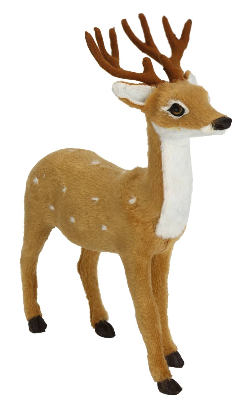 I.GE.A. Dekofigur "Tierfigur Reh aus Kunstfell" Waldtier Statue Ornament Plüschtier Weihnachtsdeko Winterdeko Pelztier von I.Ge.A.