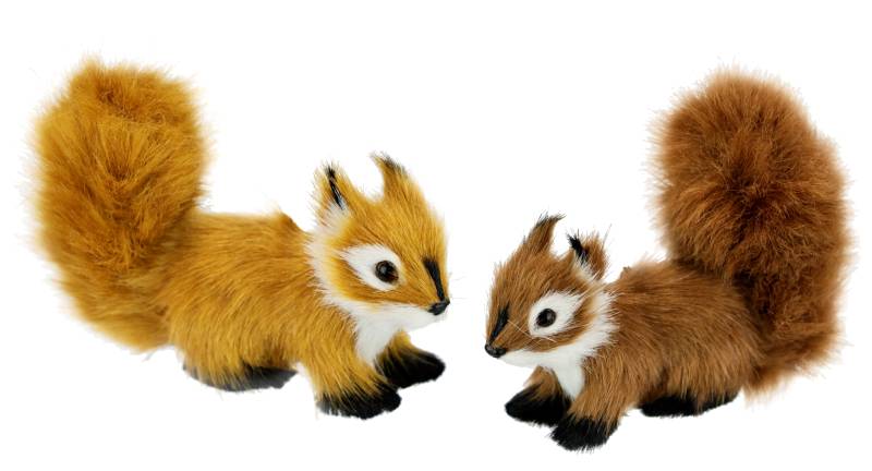I.GE.A. Dekofigur "Tierfigur mini Eichhörnchen 2er Set", Kunstfell Statue Ornamente Pelz Plüschtier Wald-Pelztier Waldtier von I.Ge.A.