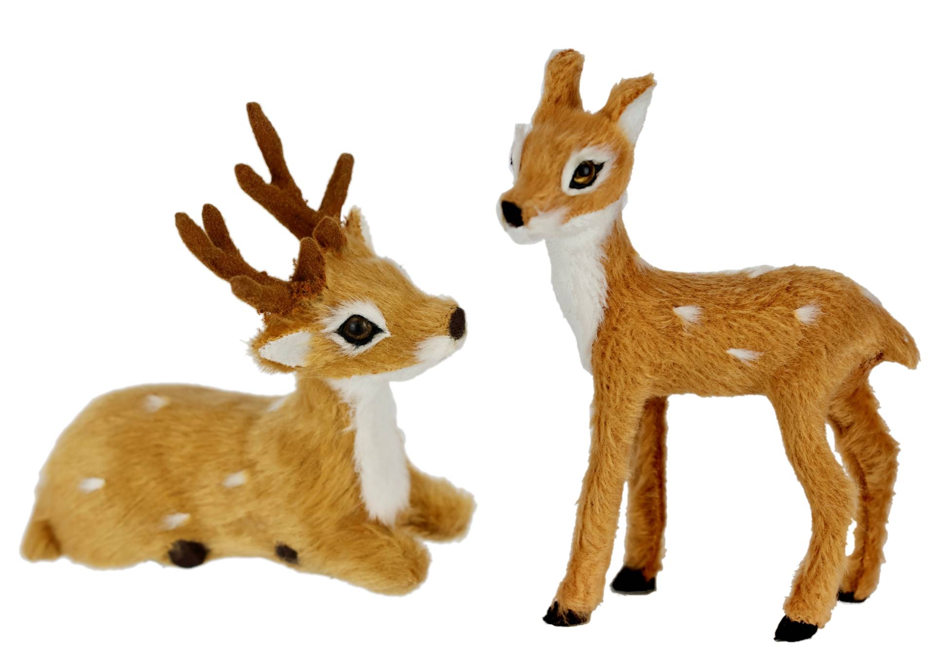 I.GE.A. Dekofigur "Tierfigur mini Reh 2er Set", Kunstfell Tierfigur Statue Ornamente Pelz Plüschtier Pelztier Waldtier von I.Ge.A.