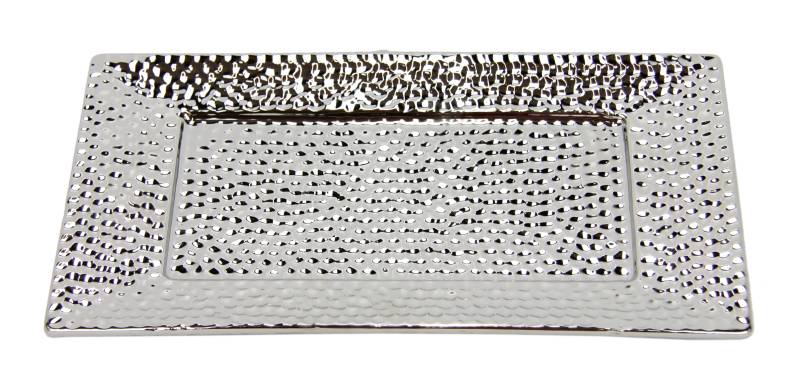I.GE.A. Dekotablett "Keramik-Schale", (1 St.), eckig Dekoschale silber Tablett Weihnachtsdeko Deko Advents-Tablett von I.Ge.A.