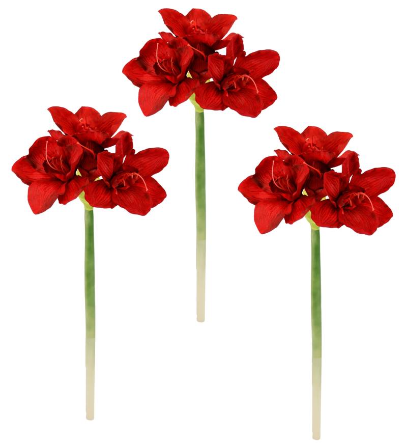 I.GE.A. Kunstblume "Amaryllis künstlich" 3er Set Seidenblume Weihnachtsdeko Weihnachtsblume Blumen Zweig von I.Ge.A.