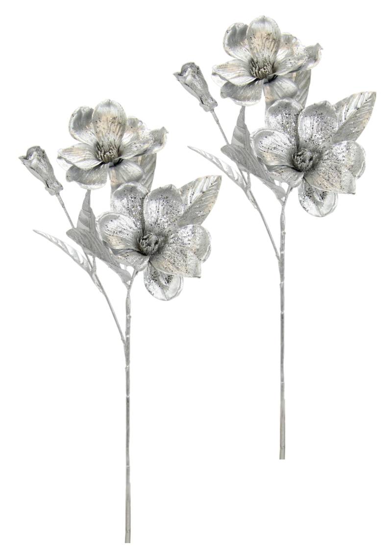 I.GE.A. Kunstblume "Magnolie" 2er Set Dekoblume Metallic Effekt glänzende Weihnachtsdeko Blüten von I.Ge.A.