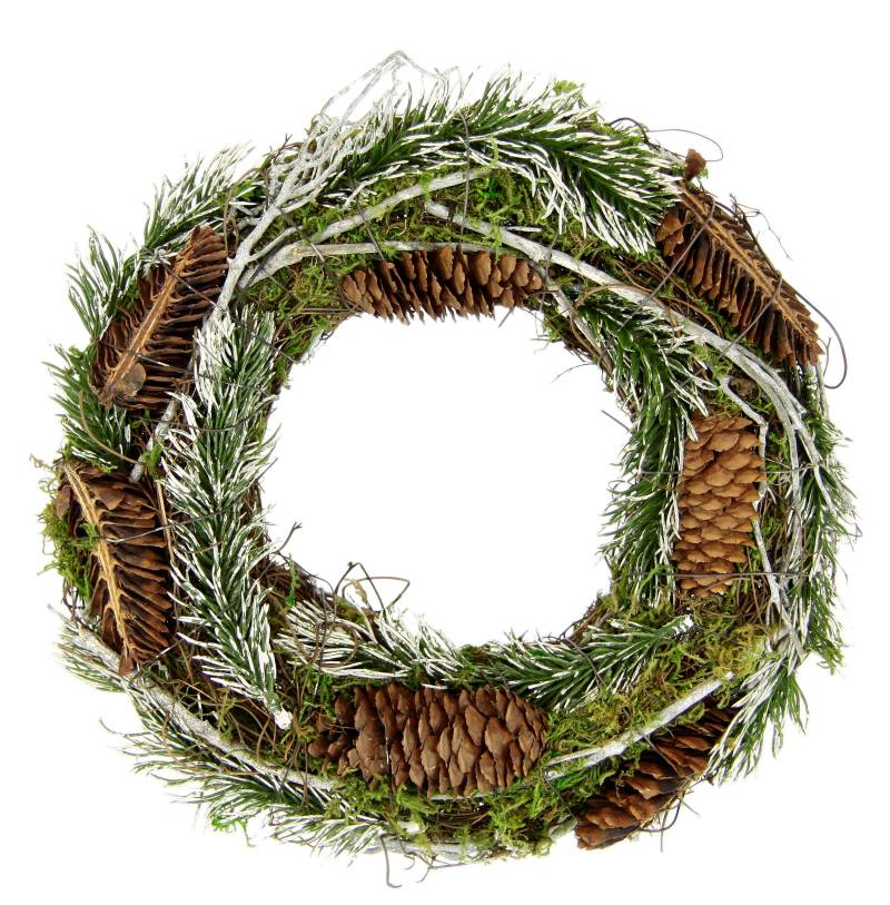 I.GE.A. Kunstkranz "Natur-Kranz Tannenzweige/Zapfen/Reisig", Weihnachtskranz Dekokranz Kranz Adventskranz Türkranz Weihnachtsdeko von I.Ge.A.