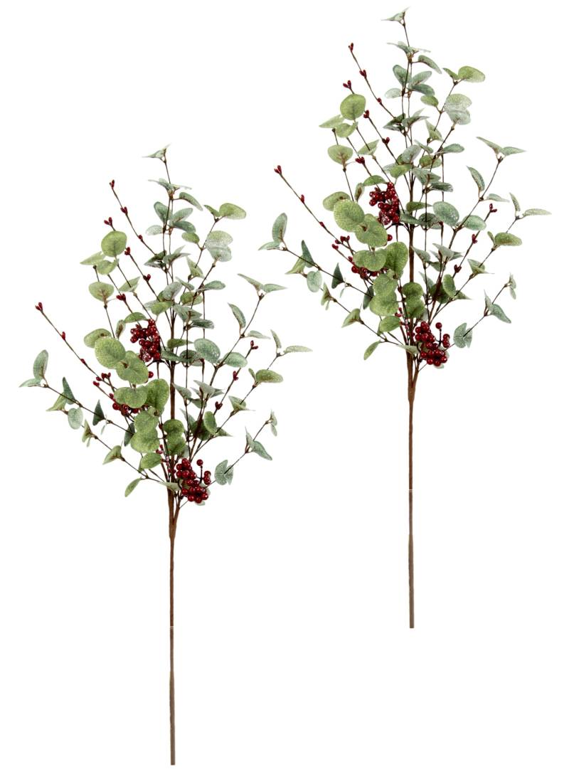 I.GE.A. Kunstzweig "Eukalyptuszweig" mit Beeren 2er Set Dekozweig Kunstblumen Weihnachtsdeko von I.Ge.A.