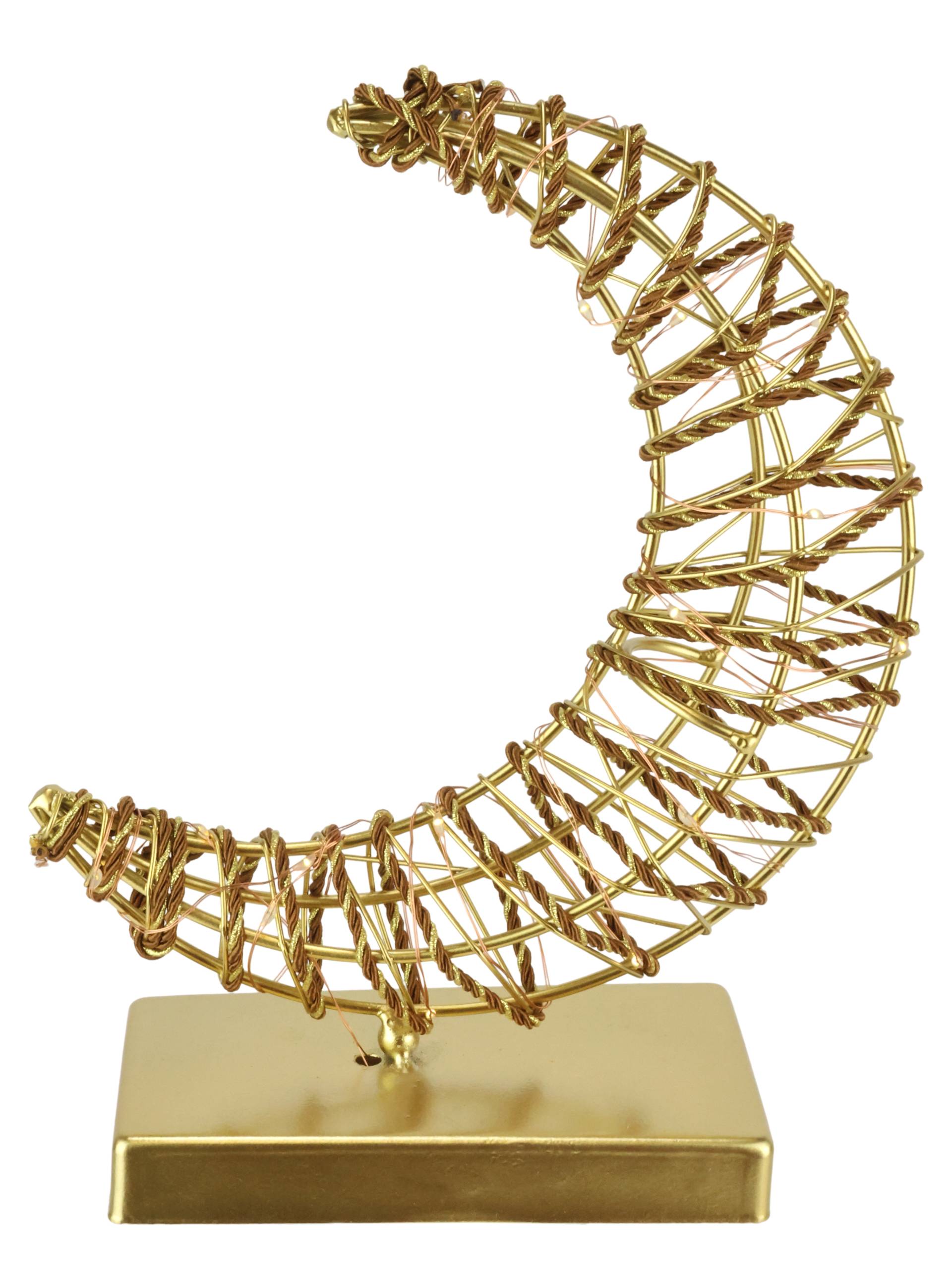 I.GE.A. LED-Dekofigur "LED-Dekoobjekt Mond" Dekofigur Metall Gold warmweiß Timer Batteriebetrieb Weihnachtsdeko von I.Ge.A.