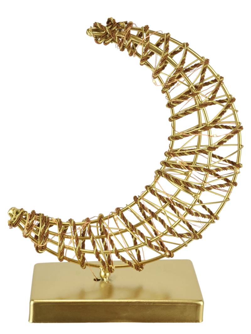 I.GE.A. LED-Dekofigur "LED-Dekoobjekt Mond" Dekofigur Metall Gold warmweiß Timer Batteriebetrieb Weihnachtsdeko von I.Ge.A.