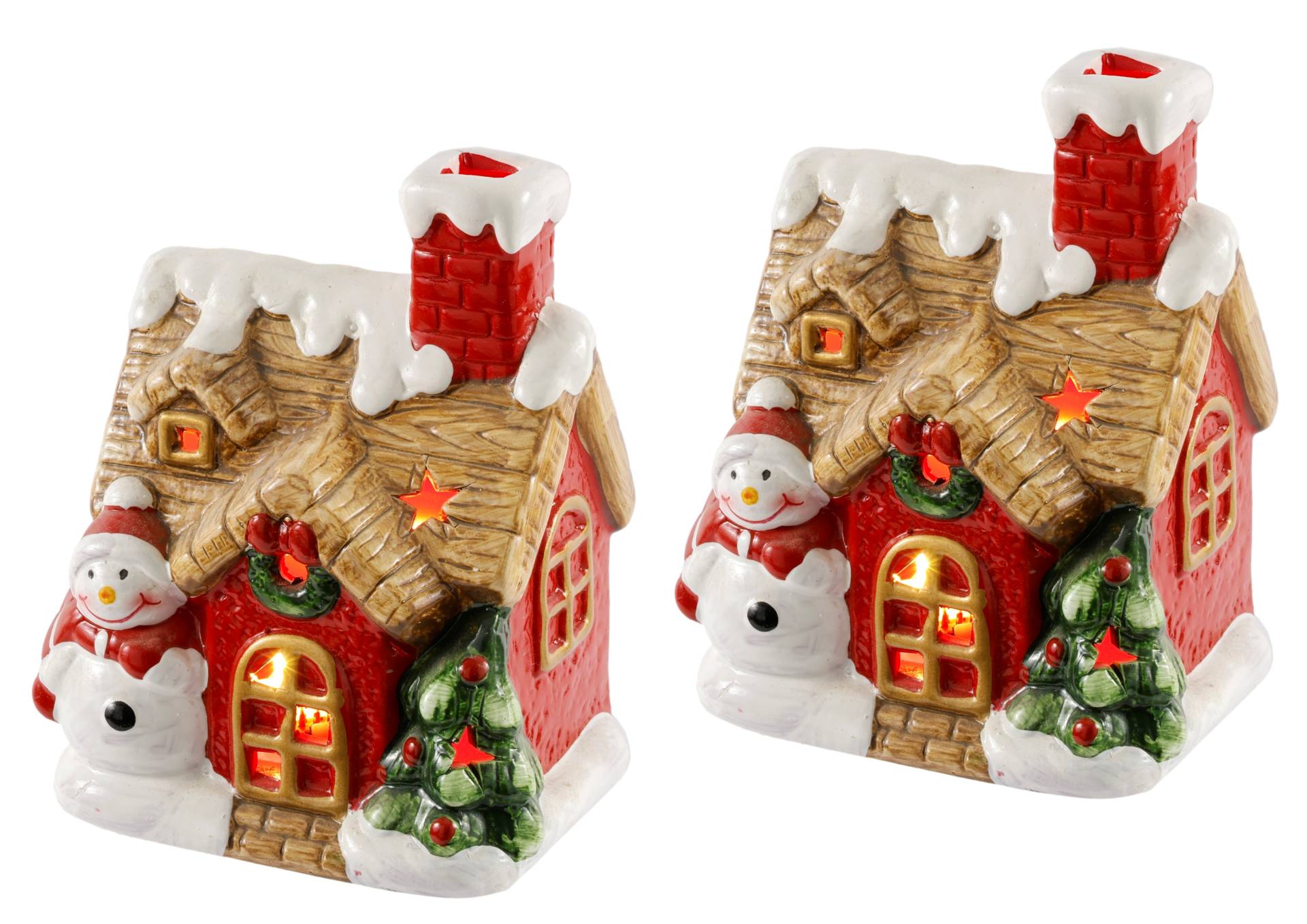 I.GE.A. LED-Dekofigur "LED-Haus" Dekoobjekt LED batteriebetrieben Weiß Gold Weihnachtsdeko von I.Ge.A.