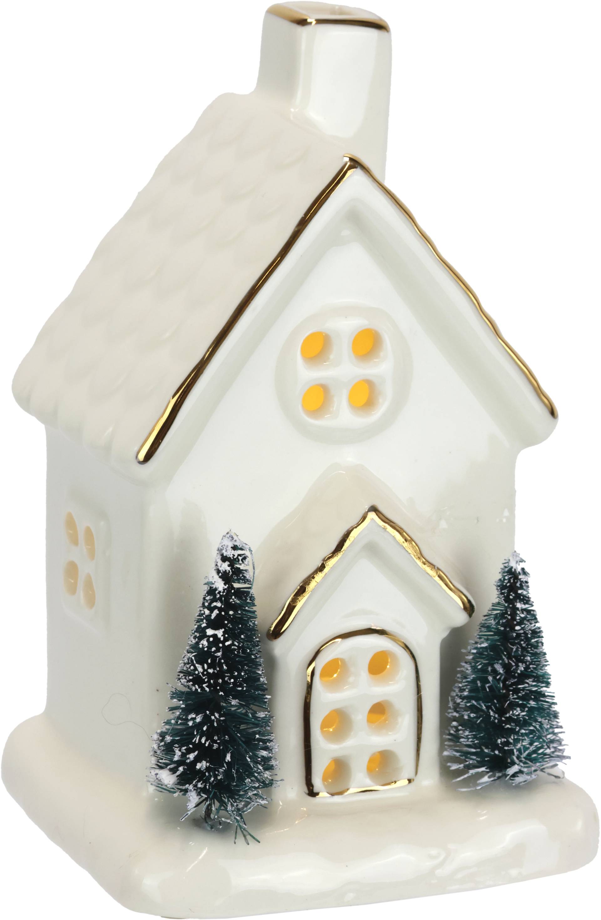 I.GE.A. LED-Dekofigur "LED-Haus" Dekoobjekt LED batteriebetrieben Weiß Gold Weihnachtsdeko von I.Ge.A.