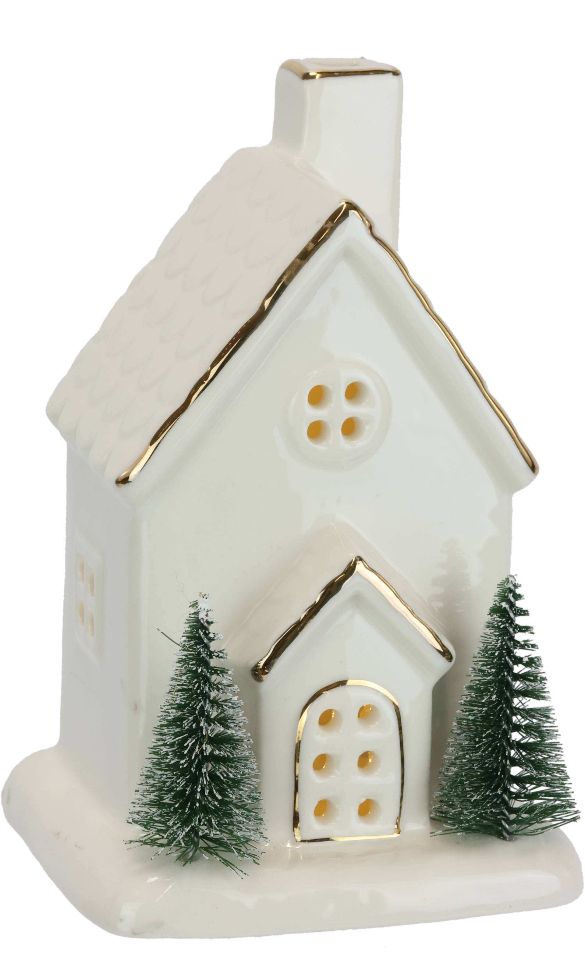 I.GE.A. LED-Dekofigur "LED-Haus" Dekoobjekt LED batteriebetrieben Weiß Gold Weihnachtsdeko von I.Ge.A.