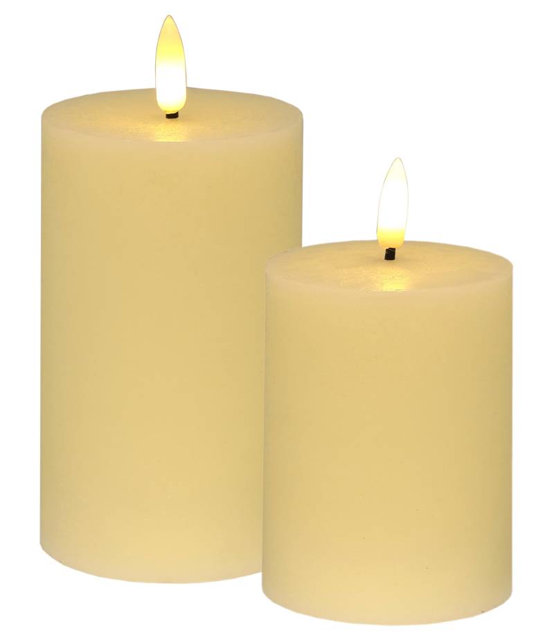I.GE.A. LED-Kerze "LED Echtwachskerze 2er Set", Mit Timer Flackernd Stumpenkerze Adventskerzen Adventskranz von I.Ge.A.