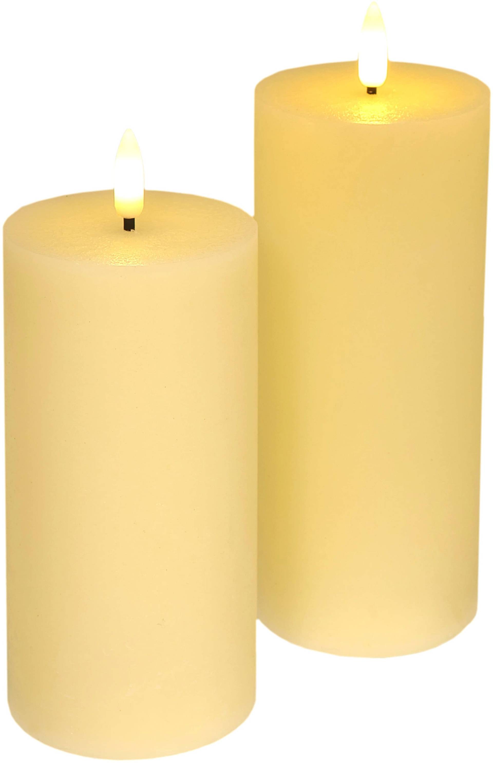I.GE.A. LED-Kerze "LED Echtwachskerze 2er Set", Mit Timer Flackernd Stumpenkerze Adventskerzen Adventskranz I.GE.A. LED-Kerze "LED Echtwachskerze 2er Set", Mit Timer Flackernd Stumpenkerze Adventskerzen Adventskranz von I.Ge.A.