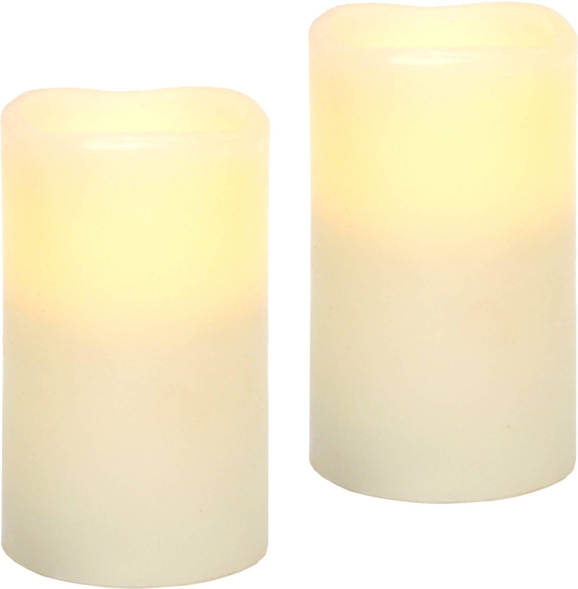 I.GE.A. LED-Kerze "LED-Kerzen Flackernd Warmweiß 2er Set Stumpenkerze Deko Valentinstag", Romantische Dekoration Creme Echtwachs romantisch von I.Ge.A.