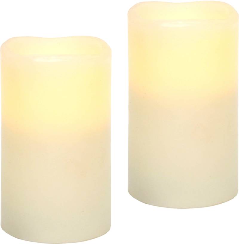 I.GE.A. LED-Kerze "LED-Kerzen Flackernd Warmweiß 2er Set Stumpenkerze Deko Valentinstag", Romantische Dekoration Creme Echtwachs romantisch von I.Ge.A.