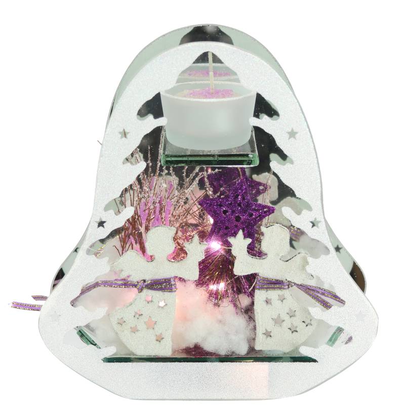 I.GE.A. Teelichthalter "Deko-Objekt mit LED Licht und Teelichtkerze", (1 St.), Mit Tanne Engel Stern Kunstschnee Weihnachtsdeko Geschenk von I.Ge.A.