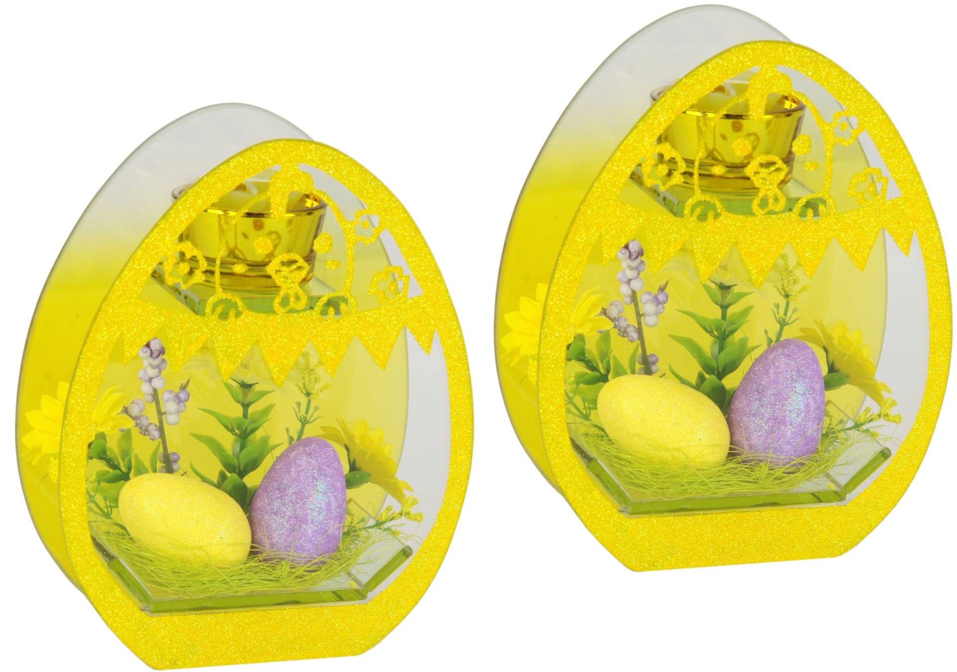 I.GE.A. Teelichthalter "Dekoriert", Mit Oster-Eier 2er Set Kunstblumen Glaseinsatz Kerzen Osterdeko 3D I.GE.A. Teelichthalter "Dekoriert", Mit Oster-Eier 2er Set Kunstblumen Glaseinsatz Kerzen Osterdeko 3D von I.Ge.A.