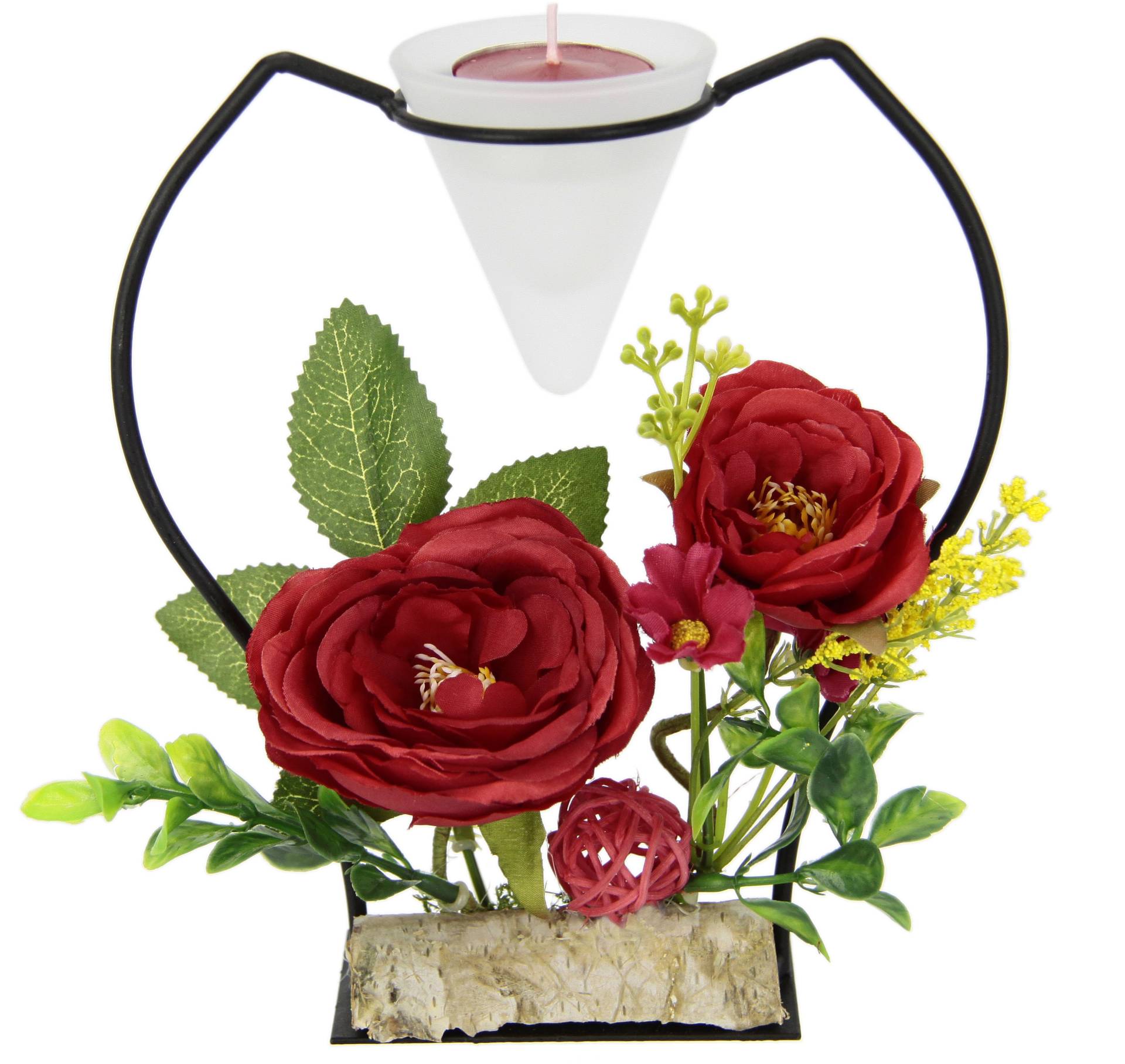 I.GE.A. Teelichthalter "Rose", Metall Glaseinsatz Teelichtkerze Kunstblumen Kerzenständer Advent 3D I.GE.A. Teelichthalter "Rose", Metall Glaseinsatz Teelichtkerze Kunstblumen Kerzenständer Advent 3D von I.Ge.A.