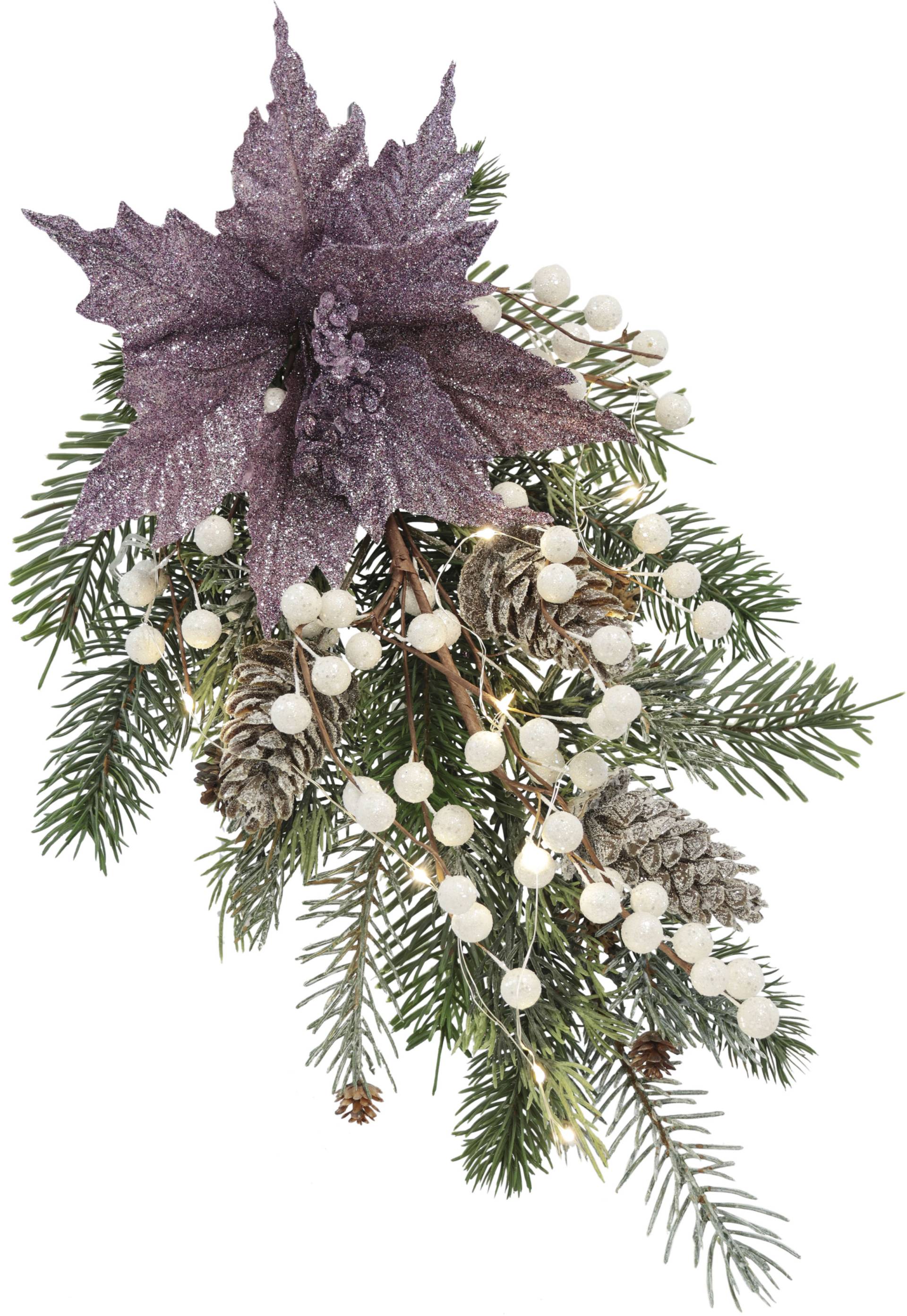 I.GE.A. Winterliche Kunstpflanze "Gesteck, Poinsettia mit LED Beleuchtung, Weihnachtsdeko," Kunstblumen-Arrangement mit Weihnachtsstern, Weihnachtsgesteck von I.Ge.A.