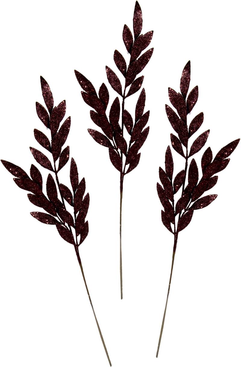 I.GE.A. Winterliche Kunstpflanze "Kunstzweig, künstlicher Weihnachtszweig" mit Glitzer und Dekosteinen, 3er Set, Weihnachtsdeko von I.Ge.A.