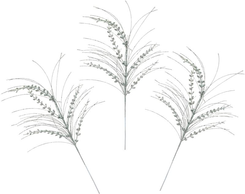 I.GE.A. Winterliche Kunstpflanze "Kunstzweig, künstlicher Weihnachtszweig mit Blätter" mit Glitzer und Dekosteinen, 3er Set, Weihnachtsdeko von I.Ge.A.