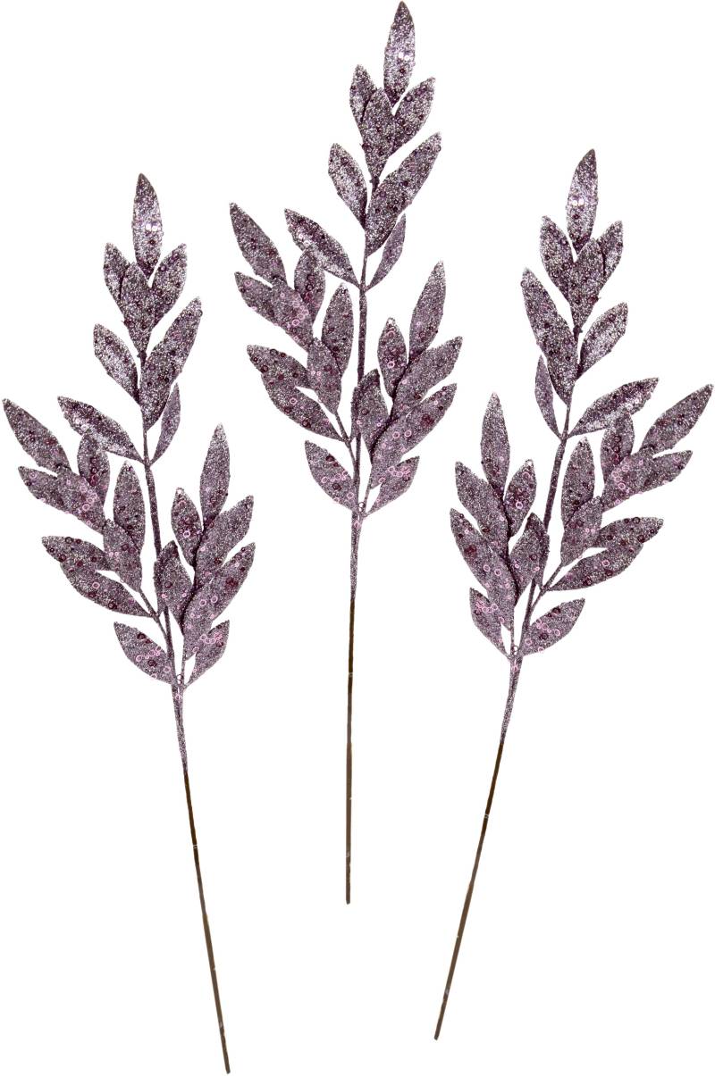 I.GE.A. Winterliche Kunstpflanze "Kunstzweig, künstlicher Weihnachtszweig" mit Glitzer und Dekosteinen, 3er Set, Weihnachtsdeko von I.Ge.A.