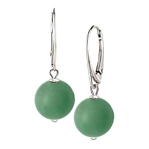 Silber Ohrringe mit grünem Stein Aventurin – Damen-Silber Ohrschmuck – Hängende Ohrringe Damen mit Steine – Echte Edelsteine ​​– Geschenk für Frauen von I.L.U.S