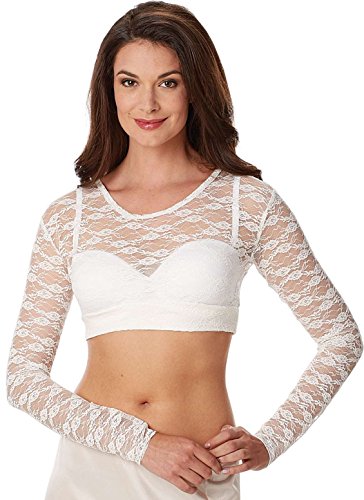 Unbekannt Damen FLORAL Spitze Langarmshirt Spitzenshirt - Weiss - XXL - INTHERMAX© von I