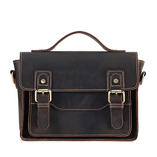 Kleine Tasche, Crazy Horse Leder Casual Retro Einzelne Schultertasche Herren Tasche Leder Messenger Bag Retro Messenger Bag, coffee, 10.43"(L) x 3.54"(W) x 7.48"(h)/26.5 X 9x 19 cm von I0I&I0I