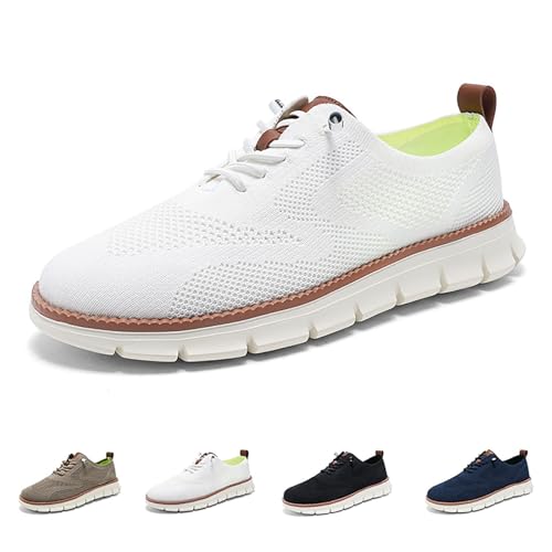 IAKAEUI Herren-Mesh-Kleiderschuhe, Lässig, Business, Slip-on-Schuhe, Sneakers, Bequeme Dicke Sohle, Wearbreeze-Schuhe(Color:Blanco,Size:44 EU) von IAKAEUI