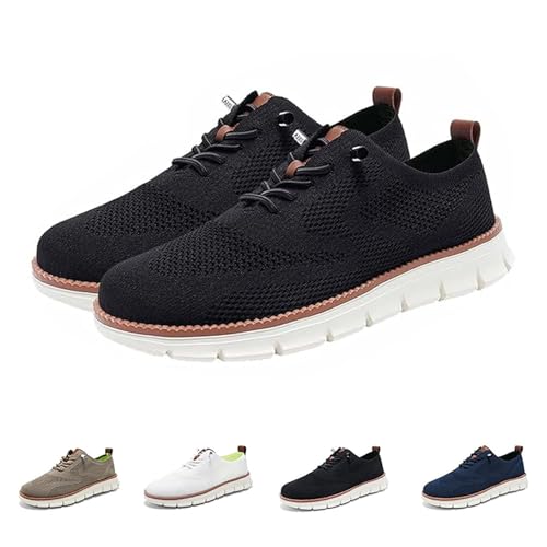 IAKAEUI Herren-Slipper, Freizeitschuhe, Modische Sneakers, Niedrige Schnürschuhe, Wearbreeze-Schuhe(Color:Black,Size:45 EU) von IAKAEUI