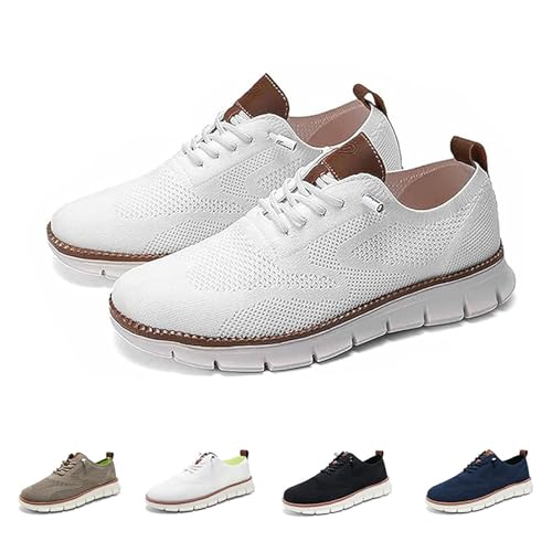 IAKAEUI Herren-Slipper, Freizeitschuhe, Modische Sneakers, Niedrige Schnürschuhe, Wearbreeze-Schuhe(Color:Blanco,Size:41 EU) von IAKAEUI