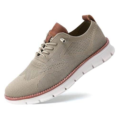 IAKAEUI Wearbreeze-Schuhe für Herren, Bootsschuhe zum Hineinschlüpfen mit Fußgewölbeunterstützung, Atmungsaktive, rutschfeste Sneaker-Urban-Schuhe(Color:Khaki,Size:40 EU) von IAKAEUI