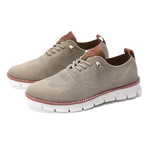 IAKAEUI Wearbreeze-Schuhe für Herren – Mesh-Urban-Sneaker, Ultrabequeme Business-Casual-Slip-on-Schuhe(Color:Khaki,Size:44 EU) von IAKAEUI
