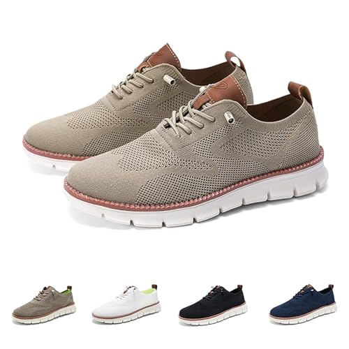 IAKAEUI Wearbreeze-Schuhe für Herren zum Hineinschlüpfen mit Schnürung, Lässige, Bequeme und Leichte Arbeitsschuhe für Zuhause und Freizeitreisen(Color:Khaki,Size:43 EU) von IAKAEUI