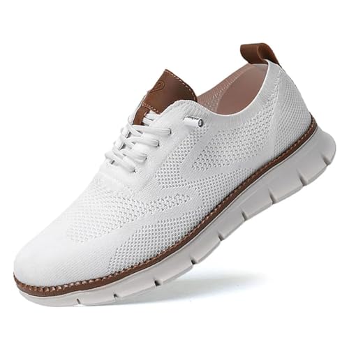 Wearbreeze-Schuhe, Herren-Bootsschuhe zum Hineinschlüpfen mit Fußgewölbeunterstützung, Business-Walking-Tennisschuhe, Orthopädische Schuhe, Mesh-Sneaker – Besonders Bequem(Color:Blanco,Size:48 EU) von IAKAEUI