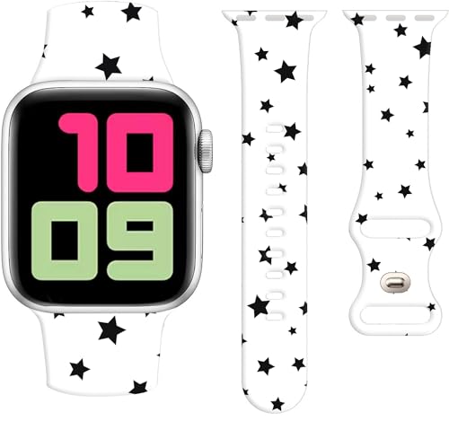 Niedliches Sportuhr-Armband, kompatibel mit Apple Watch, 38 mm, 40 mm, 41 mm, für Damen und Herren, verstellbares weiches Silikon-Ersatz-Smartwatch-Armband für iWatch Serie 7, 6, 5, 4, 3, 2, 1, SE von IAMRAVER